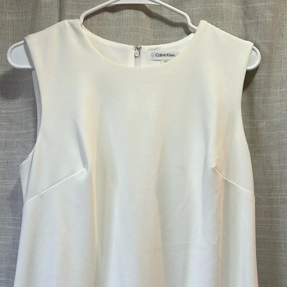 Calvin Klein | White Sleeveless Sheath with Flounce Skirt Dress - Picture 2 of 7